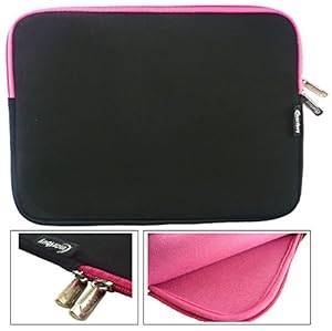 Emartbuy Black / Pink Water Resistant Neoprene Soft Zip Case Cover Sleeve (Black / Pink Neoprene)