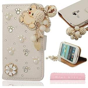 Mini kitty- High Quality Luxury Lovely Elegant Romantic 3D Bling Bear Flower Crysta (bear+tassel)