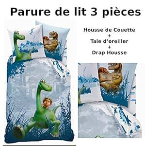 (3pcs) - 140 x 200 cm Duvet Cover (Bed Linen) (63) Pillowcase (Fitted Sheet 90x190) - The Good Dinosaur Print