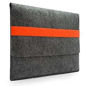 Sinoguo Basic Gray Felt Handmade Case Bag Holder Sleeve Cover Pouch with Elastic Band for 13
