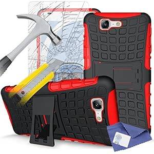 iTALKonline Huawei Ascend G7 G7-L01 G7-L03 Red Black Tough Hard Shock Proof Rugged Heavy Du (Red)