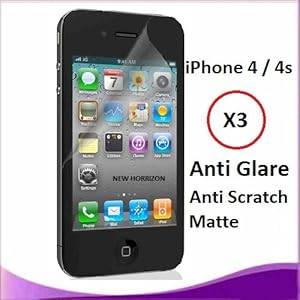 DIGIEURO - 3 X Front Matte Anti Glare LCD Screen Protector Guard For Apple iPhone 4 4G 4S (PACK