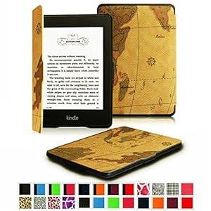 Fintie Kindle Paperwhite SmartShell Case - The Thinnest and Lightest Leather Cover fo (Map Brown)