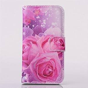 RXYYOS for Sony Xperia M2 S50h Rose Design Stand Wallet Case Cover Shell Holster with Card Slot