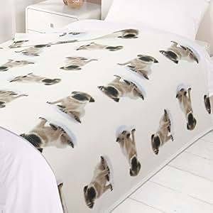 Dreamscene Warm Soft Puppy Pug Dog Decorative Fleece Throw Over Bed Sofa Blanket 120 x 150cm