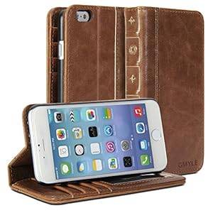 iPhone 6 Case GMYLE Book Case Vintage for iPhone 6 (4.7 inch) - Brown Classic [Crazy Horse Patt