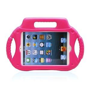 Kool(TM) Hot Pink New iPad Mini Multi Function Kids Childproof Shockproof Cover Case with Stand/Handle for Apple iPad Mini Tablet Wheel Shockproof Design (Hot Pink)