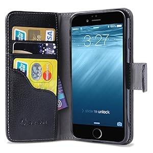 iPhone 6 Case i-Blason Apple iPhone 6 Case 4.7 Inch Slim Leather Wallet Book Cover with S (Black)