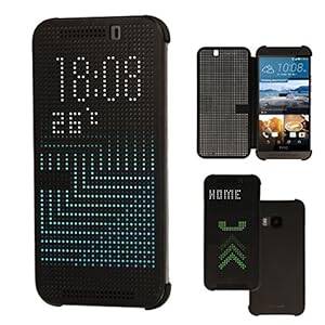 TECHGEAR HTC One M9 DOT MATRIX VIEW Flip Case Cover With Auto Sleep Wake Function (BLACK)
