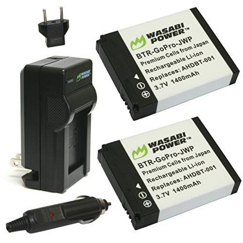 Wasabi Power Battery (2-Pack) and Charger for GoPro HD HERO2, GoPro Original HD HERO (2010 model) an
