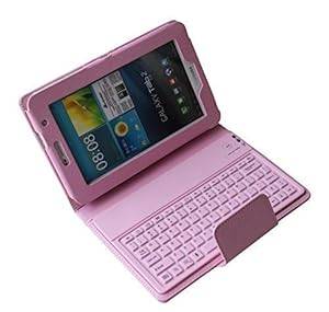 L&C New Bluetooth Keyboard For Samsung Galaxy Tab2/3 7.0/10.1 Tablet Flip Case Stand (7 in (Pink)