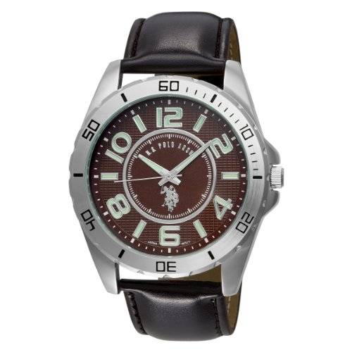 U.S. Polo Assn. Classic Men's USC50003 Analogue Brown Dial Leather Strap Watch