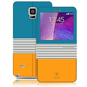Galaxy Note 4 Case - Aerb Flip Cover Leather Case for Samsung Galaxy Note 4 (Note 4 A-OR+GN Case)