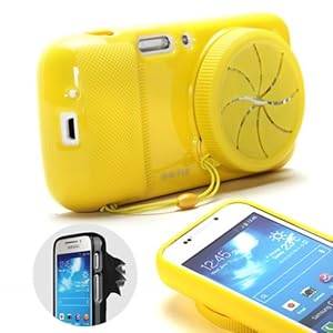GMYLE(R) Yellow TPU Protective Soft Case with Camera Lens Cover for Samsung Galaxy S4 Zoom SM-C