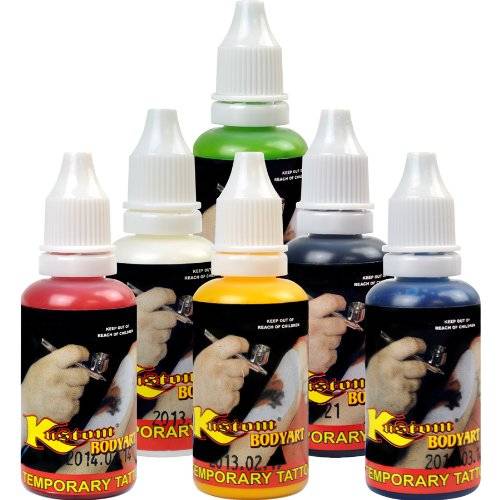 Custom Body Art -6 Color Kit Temporary Tattoo 1 Ounce Airbrush Paint Body Ink Set by Master Airbrush