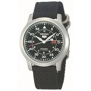 Seiko 5 Men's SNK809 Automatic Black Strap Black Dial Watch