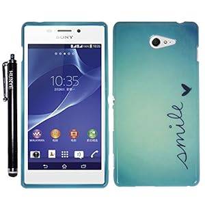 Hunye TPU Gel Skin Case for Sony Xperia M2 Protective Cover Smile with Stylus Pen