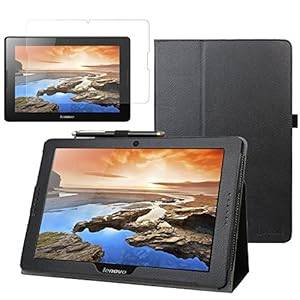 BIRUGEAR SlimBook Leather Folio Stand Case Cover w/ Screen Protector for Lenovo A10 Tablet / Id