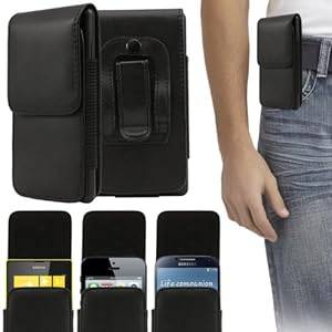 iTALKonline Caterpillar CAT B15 PU Leather BLACK Vertical Executive Side Wallet Pouch Case Cover wit