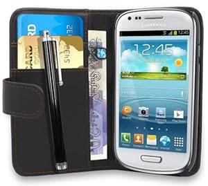 Samsung Galaxy S3 Mini i8190 Black PU Leather Book Flip Wallet Case Cover Pouch With Internal Card S