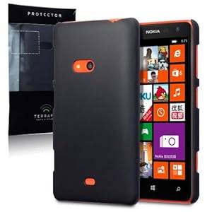 Nokia Lumia 625 Hybrid Rubberised Back Cover / Case / Shell / Shield - Solid Black