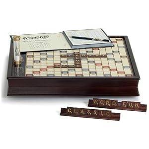 Scrabble Premium Deluxe Wood Edition with Storage Cabinet