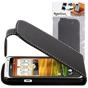 Shop4 Black Leather Flip Wallet Case for HTC One X / X Plus Mobile Phone with Screen Protector