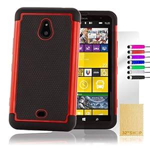 32nd Shock proof dual protection case cover for Nokia Lumia 1320 screen prot (Shock proof - Red)