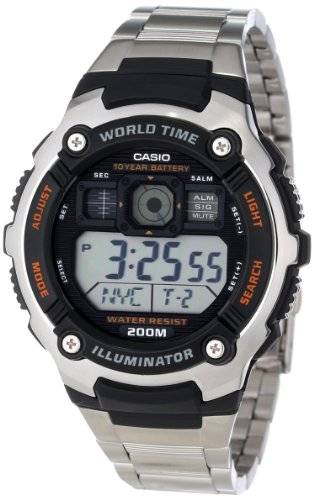 Casio Men's AE2000WD-1AV Silver-Tone Multi-Functional Digital Sport Watch