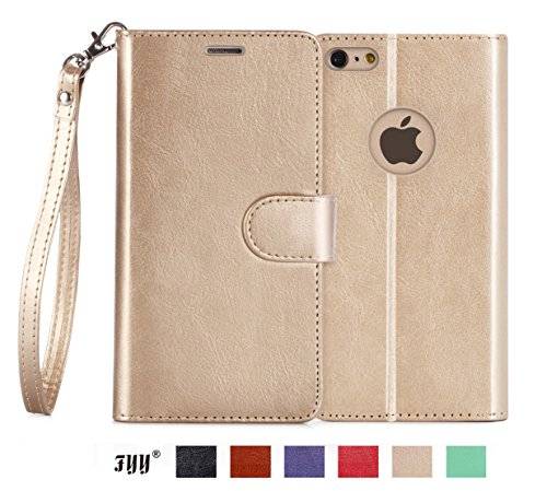 iPhone 6S Plus Case, iPhone 6 Plus Case, FYY [Luxury Gold] Premium PU Leather Wallet Case All-Powerf