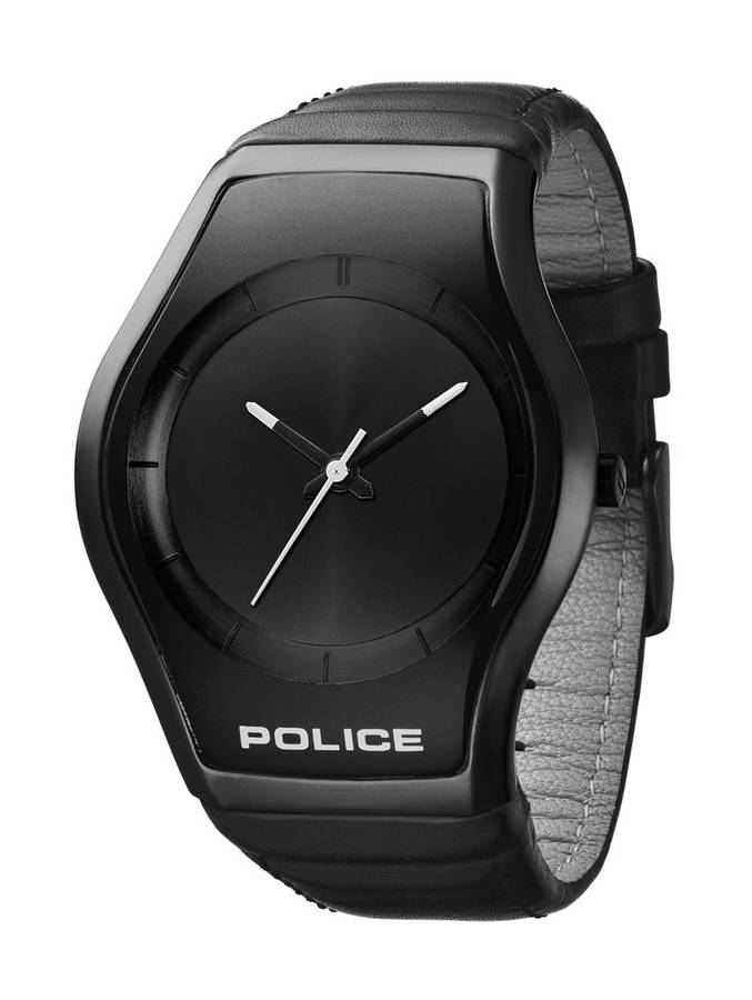 Police Men's PL-12778MSU/61 Sphere X Round Black Dial Leather Strap Watch