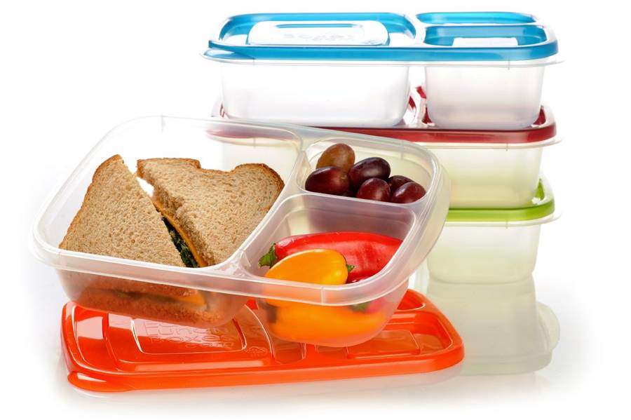 EasyLunchboxes 3-compartment Bento Lunch Box Containers (Set of 4) BPA-Free. Easy-Open Lids (Not Lea