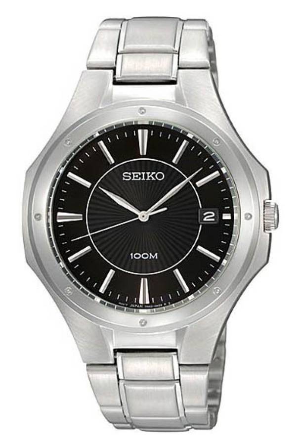 **R3000**Seiko Men's SGEF61 Stainless Steel Analog with Black Dial Watch