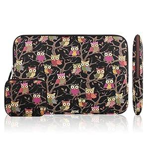 Kamor 13 13.3 13.3' 14 inch Bohemian Style Animal World (Owl Black) MacBook Air MacBook Pro Canvas Fabric Sleeve Case Cover Shell - Superior Protection Laptop Sleeve Case Bag / Notebook Computer Case / Briefcase Carrying Bag / Ultrabook Laptop Bag Case / Pouch Cover / Skin Cover with 3.0cm thickness for Apple/ Acer / Asus / Lenovo / HP/ Toshiba suitable for Apple MacBook Air / Apple MacBook Pro / Acer Chromebook 13 / Acer Aspire V3-371 / Asus Zenbook UX303 Ultrabook / HP Stream 13 / HP Chromebook 14 / Lenovo U330p / Toshiba CB35 especially for teens/women/ladies/girls design (Owl Black)