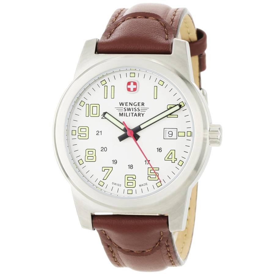 Wenger Swiss Military Men's 72900 Classic Field White Dial Brown Leather Military Watch