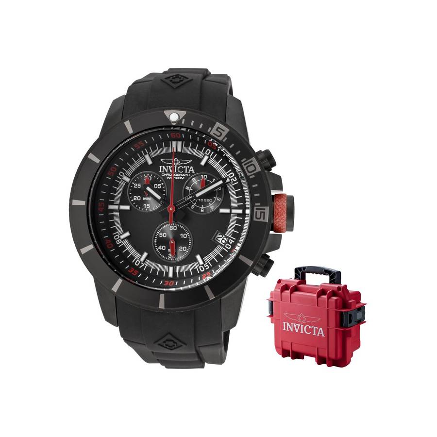 Invicta Men's 11747BRB Pro-Diver Chronograph Black Dial Black Polyurethane Watch