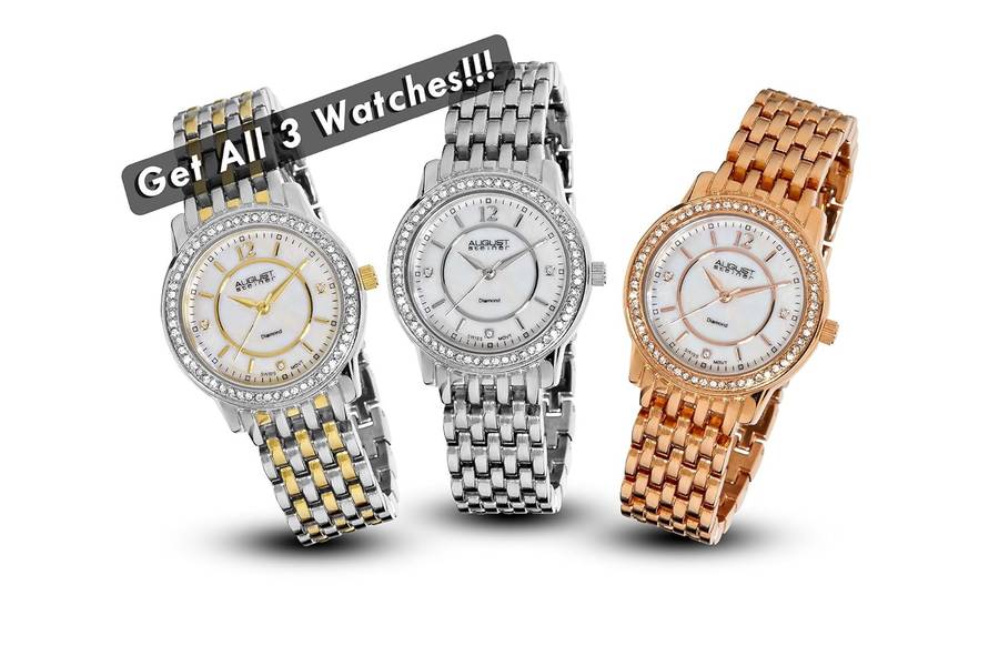 ***VALUED AT R9800***August Steiner Women's AS8027SET Three Piece Watch Set