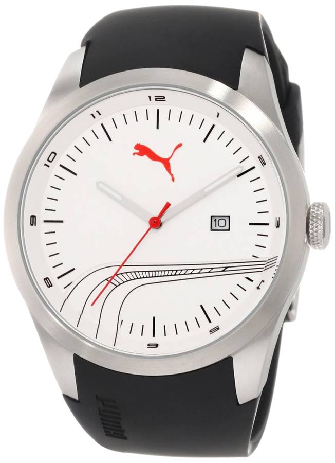 PUMA Men's PU102531002 Stripe Classic Silver White Analog Watch