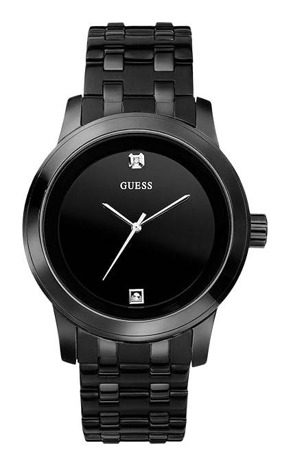 GUESS Men's U12604G1 Self Assured Round Diamond Accent Black IP Watch