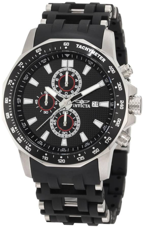 **R8000**Invicta Men's 1930 Sea Spider Chronograph Black Textured Dial Black Polyurethane Watch