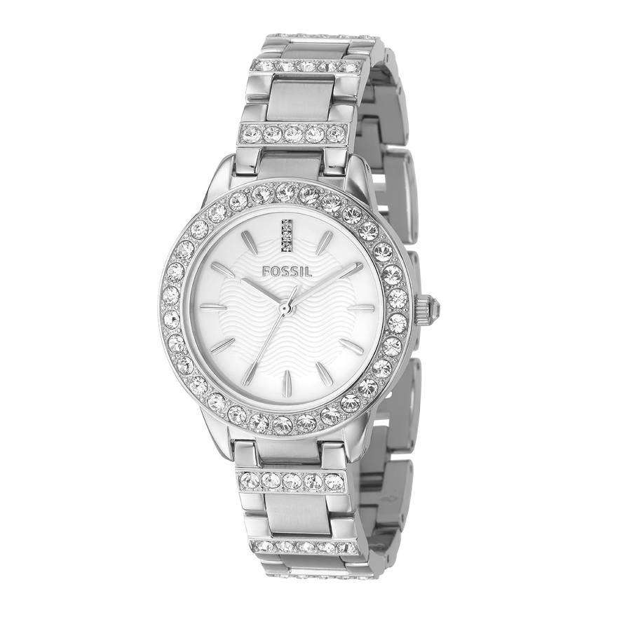 Fossil Women's ES2362 Stainless Steel Bracelet Silver Glitz Analog Dial Watch