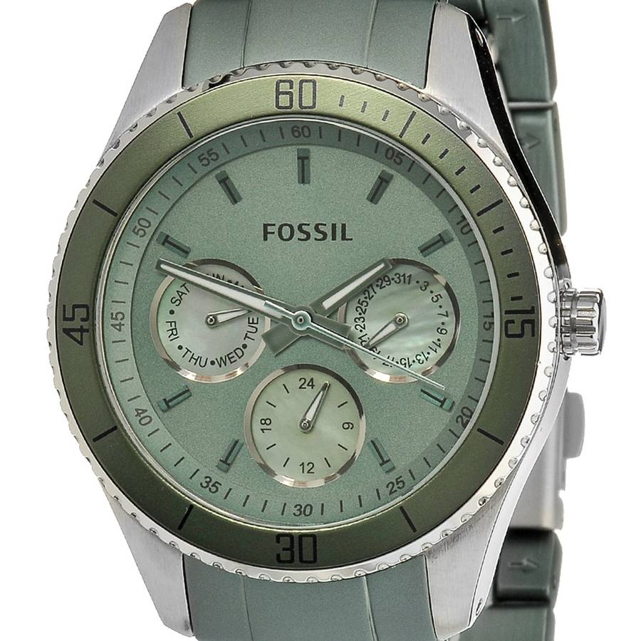 GENUINE Fossil Stella Aluminum and Stainless Steel Watch Green ES3039