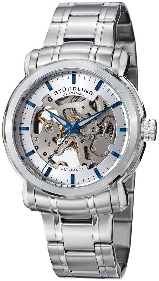 Stuhrling Original Men's 387.33112 Classic Delphi Antium Automatic Skeleton Silver Dial Watch