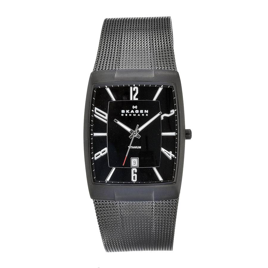 Skagen Men's 851LTBB Skagen Denmark Black Titanium Rectangle Watch