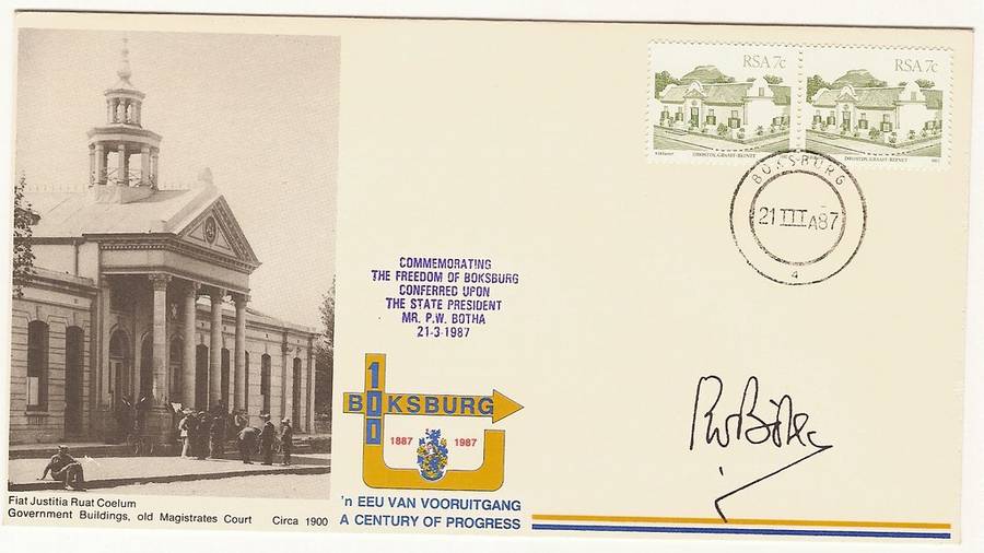 P W Botha Signed: Boksburg 100 Cover