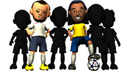 Soccer superstars Wayne Rooney and Ronaldinho in Mii form in 'FIFA Soccer 09 All-Play'