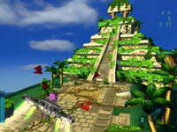 Tropical environment featuring Mayan-inspired pyramid from MySims SkyHeroes