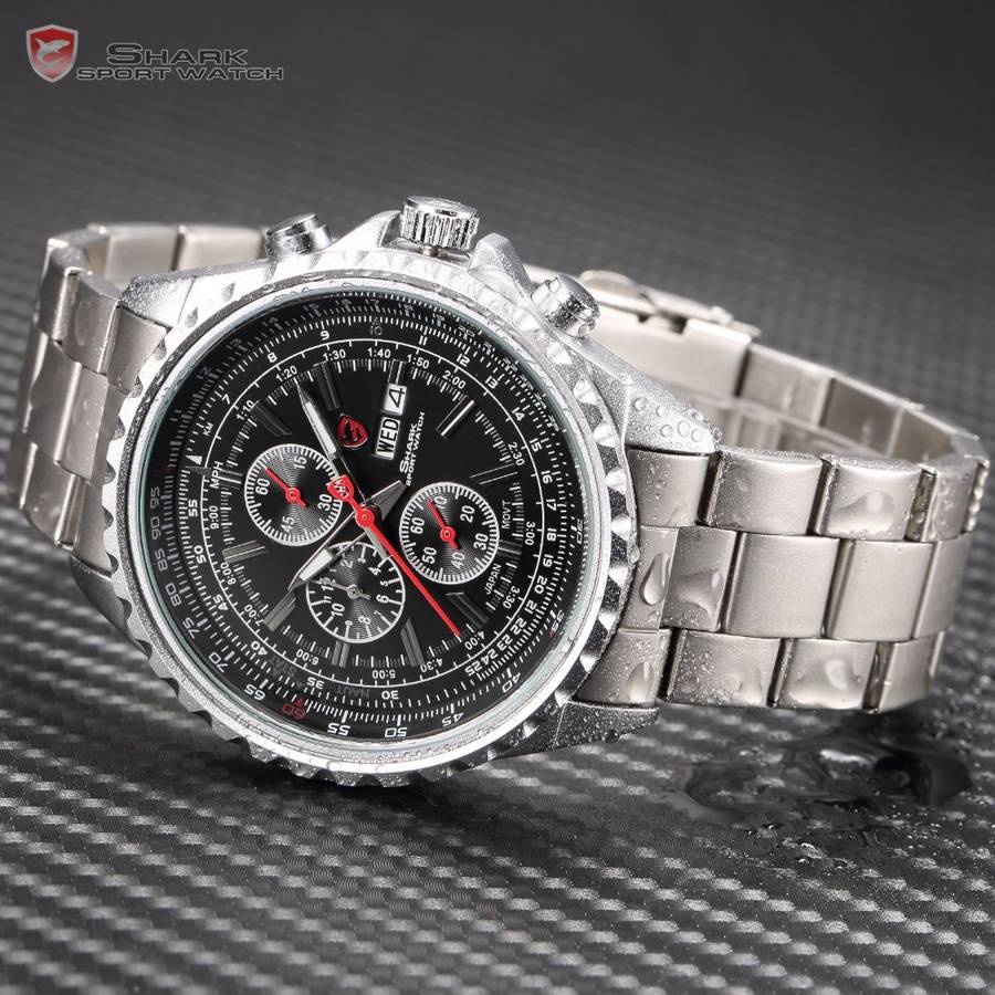 SHARK SLIT EYE SHARK MILITARY CHRONOGRAPH WATCH W/ BOX, PAPERS, LOADED!!