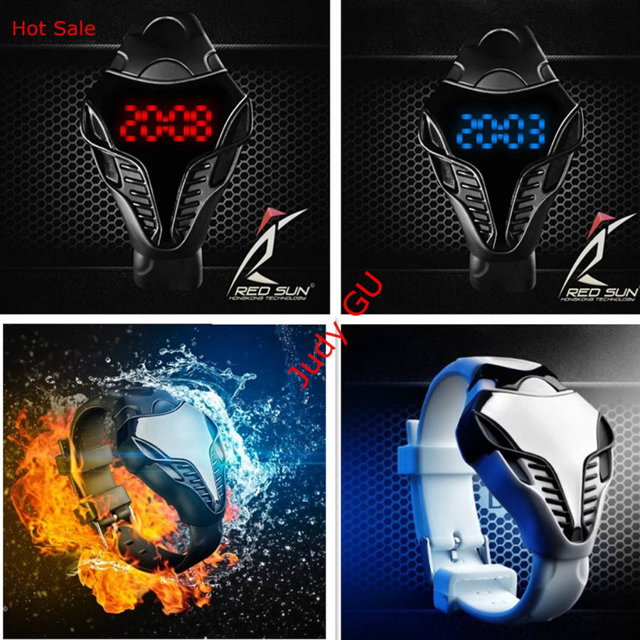 Relogio Masculino LED Watch Digital Fashion New Cobra Men's Couple Watches Silicone Iron Man Triangle Dial Sports Wristwatches