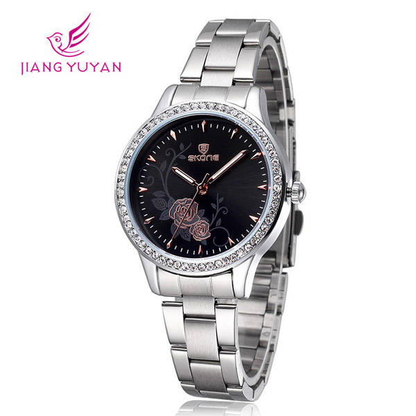 Brand Skone Women Dress Watches Stainless Steel Wristwatches Quartz Analog Clock Fashion Luxury Relogio Feminino Montre Femme